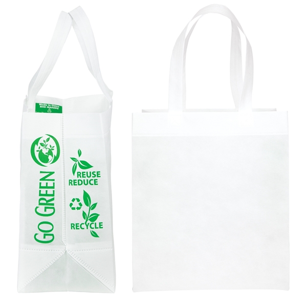 Non-Woven Polypropylene Tote with eco-friendly messages on the gussets.... from ASI 37940 Bag Makers Inc