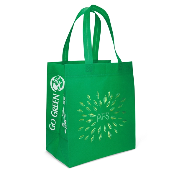 Non-Woven Polypropylene Tote with eco-friendly messages on the gussets.... from ASI 37940 Bag Makers Inc