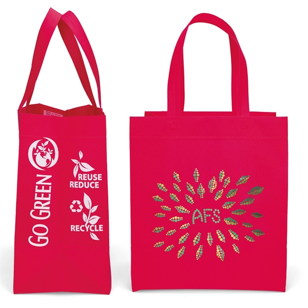 Non-Woven Polypropylene Tote with eco-friendly messages on the gussets.... from ASI 37940 Bag Makers Inc