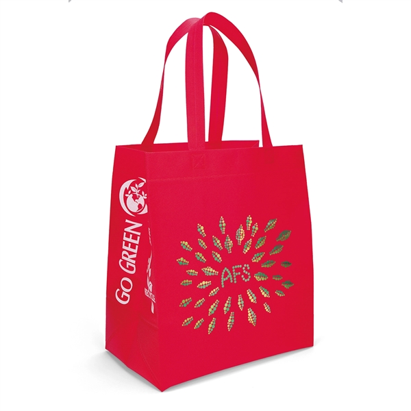 Non-Woven Polypropylene Tote with eco-friendly messages on the gussets.... from ASI 37940 Bag Makers Inc