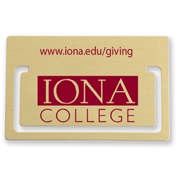 Horizontal rectangle w/ banner bookmark in goldtone or silvertone finish, 0.018"... from ASI 68760 Marken Industries / Marken Superb Case Superb Superb Line