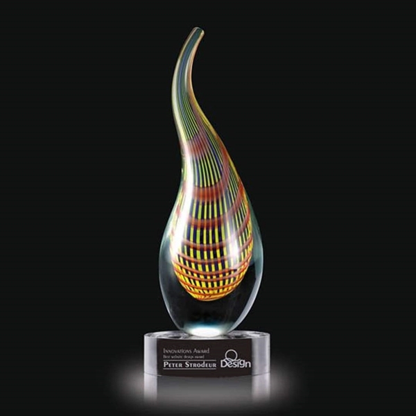 Hand blown 15" high art glass award on a clear optical... from ASI 84592 St Regis Group / St Regis