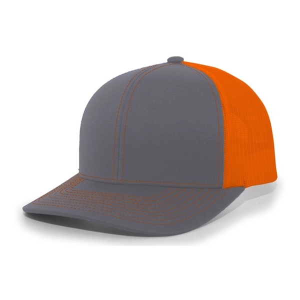 Trucker Snapback Cap with a poly/cotton blend and pro-stitched finish.... from ASI 37461 Augusta Sportswear / Pacific Headwear