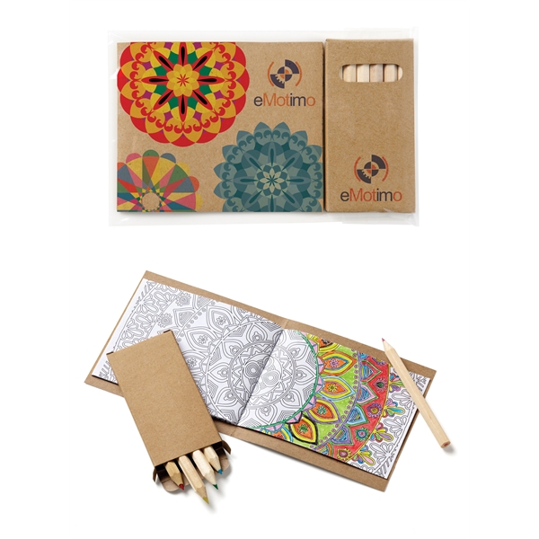 Adult coloring book with 32 pages and 6 colored pencil set.... from ASI 63549 Jornik Manufacturing Corp / Jornik