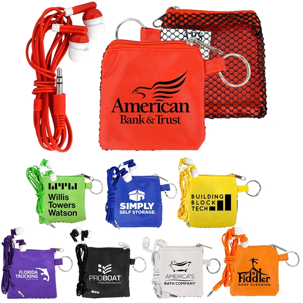 SPORTY POUCH & COLORFUL EAR BUDS... from ASI 30208 A P Specialties / AP Specialties