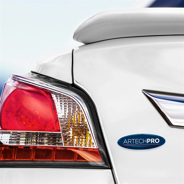 Custom Shape Screen-Printed Chrome Gloss Polyester Domed Decal... from ASI 87400 ArtechPro