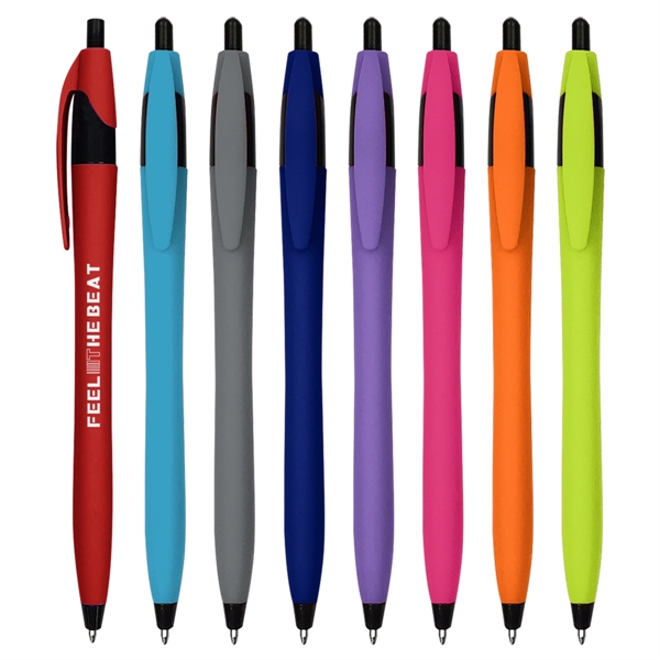 Ellie Dart 5.75" plunger-action ballpoint pen with rubberized grip and pocket... from ASI 61125 Hit Promotional Products / Hit®