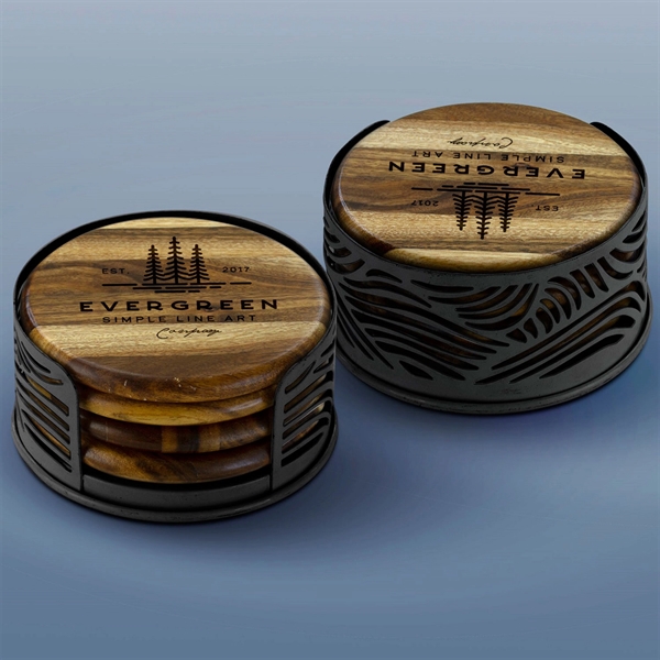 Beautiful Acacia wood coasters with unique grain.... from ASI 61966 HPG / Beacon Promotions