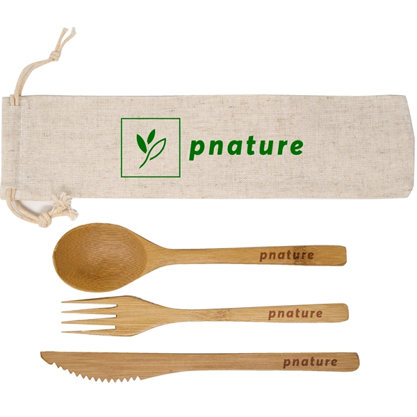 Three-piece bamboo utensil set perfect for brown baggers, picnickers or campers.... from ASI 61966 HPG / Mixie