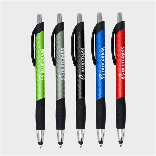 Holographic wrap combined with grip and stylus makes this plastic ballpoint... from ASI 61966 HPG / Hub Pen