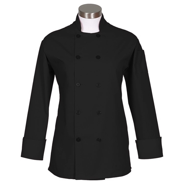 Women's long sleeve chef coat with tailored side vents, 10 matching... from ASI 36558 Aprons, Etc.