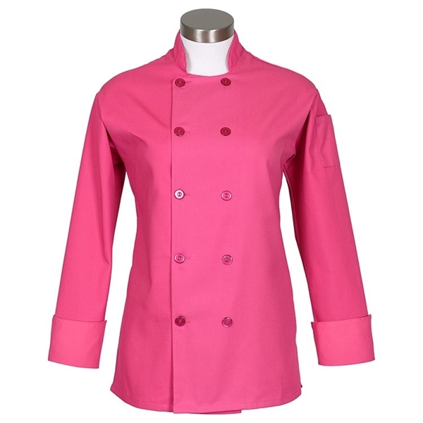Women's long sleeve chef coat with tailored side vents, 10 matching... from ASI 36558 Aprons, Etc.