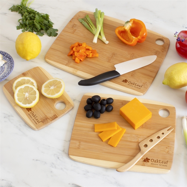 3 piece 2-tone bamboo cutting board set with contrast border.... from ASI 91565 Totally Bamboo