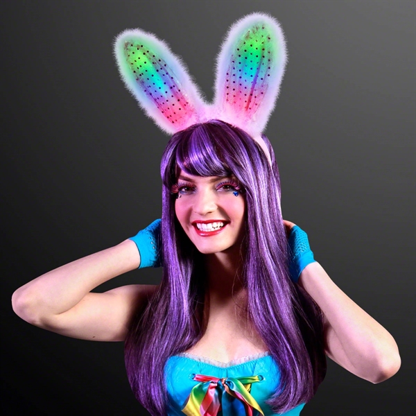 Light up pink and white bunny ears. Blank.... from ASI 34194 ALightPromos / Alight Promotional Products