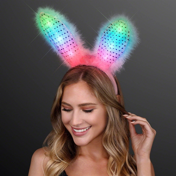 Light up pink and white bunny ears. Blank.... from ASI 34194 ALightPromos / Alight Promotional Products