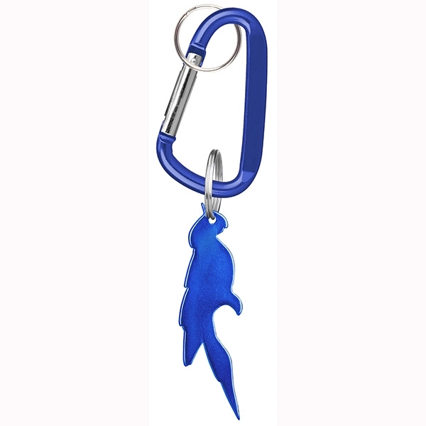 Parrot, deluxe aluminum can and bottle opener with split key ring... from ASI 74585 Nu Promo International / Nu Promo Line