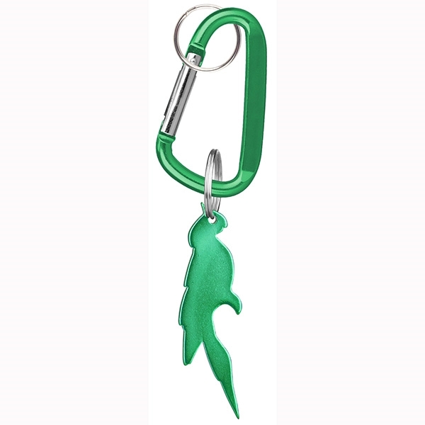 Parrot, deluxe aluminum can and bottle opener with split key ring... from ASI 74585 Nu Promo International / Nu Promo Line