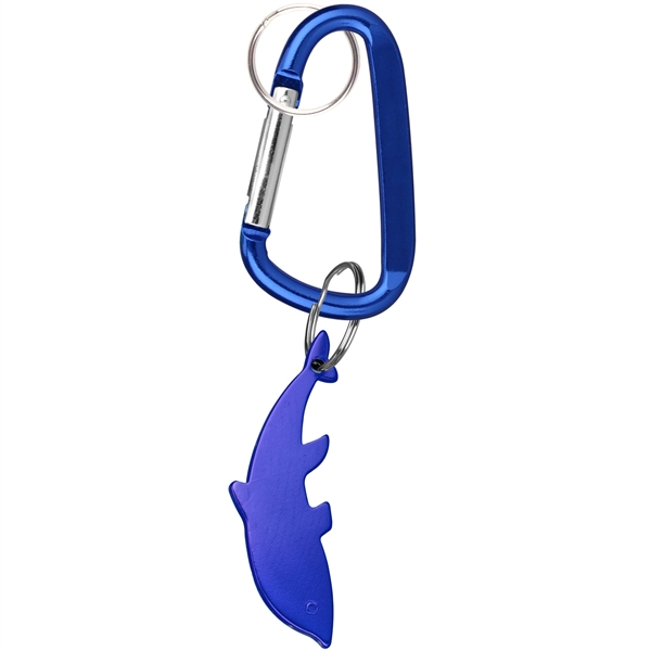 Dolphin, deluxe aluminum can and bottle opener with split key ring... from ASI 74585 Nu Promo International / Nu Promo Line