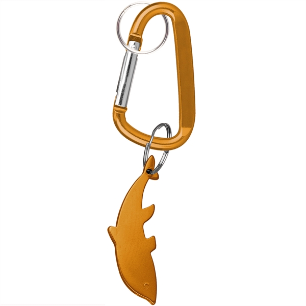 Dolphin, deluxe aluminum can and bottle opener with split key ring... from ASI 74585 Nu Promo International / Nu Promo Line