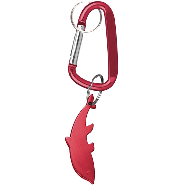 Dolphin, deluxe aluminum can and bottle opener with split key ring... from ASI 74585 Nu Promo International / Nu Promo Line