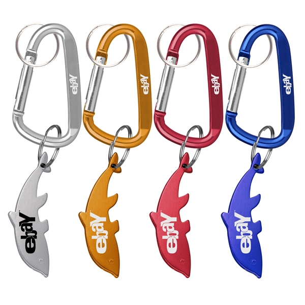 Dolphin, deluxe aluminum can and bottle opener with split key ring... from ASI 74585 Nu Promo International / Nu Promo Line