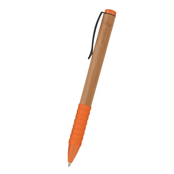 Bamboo design twist action pen with rubber grip for writing comfort... from ASI 61125 Hit Promotional Products / Hit®