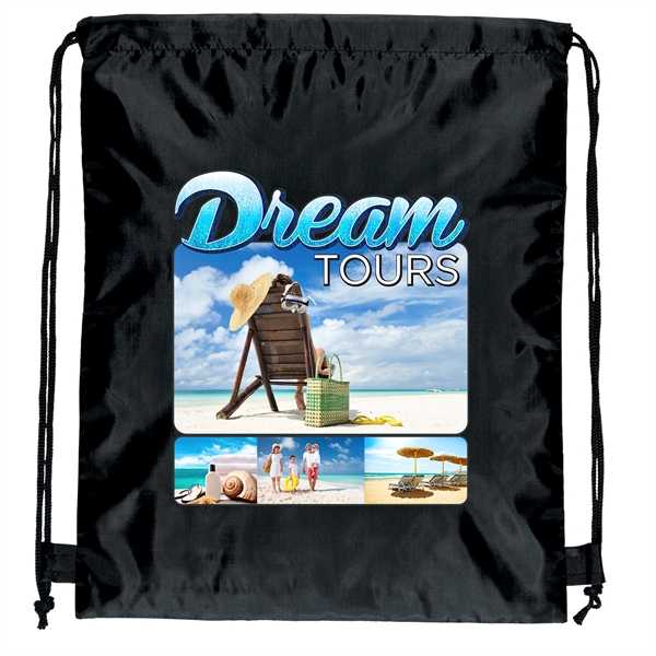 190-T polyester backpack with diamond-weave macrame shoulder straps and cinch-top closure.... from ASI 37940 Bag Makers Inc