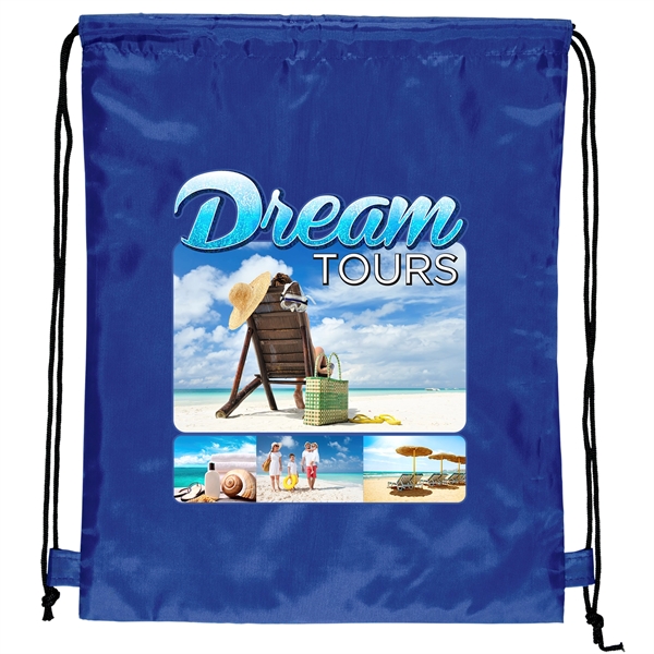 190-T polyester backpack with diamond-weave macrame shoulder straps and cinch-top closure.... from ASI 37940 Bag Makers Inc