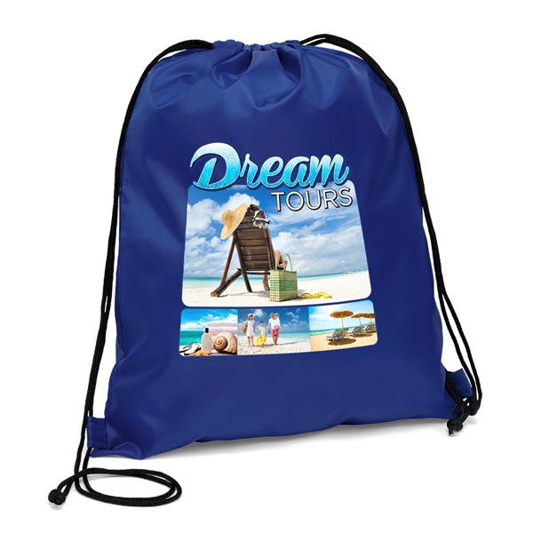 190-T polyester backpack with diamond-weave macrame shoulder straps and cinch-top closure.... from ASI 37940 Bag Makers Inc