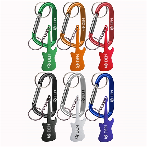 Guitar deluxe aluminum can and bottle opener with split key ring... from ASI 74585 Nu Promo International / Nu Promo Line