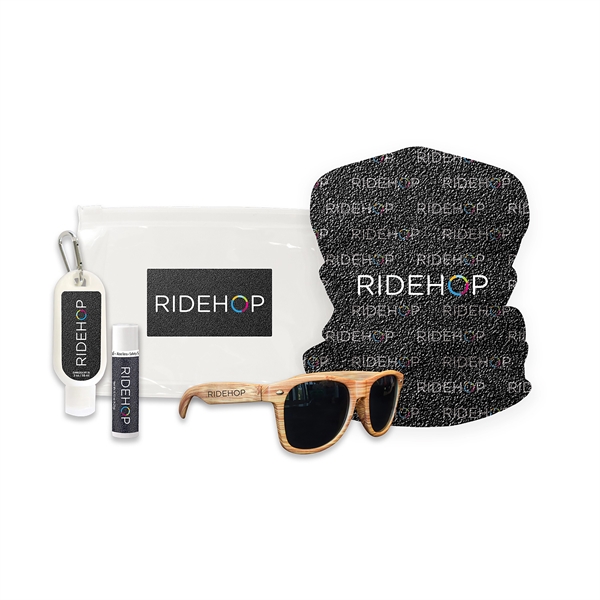 Ski kit with neck gaiter, bottle of sunblock with carabiner, lip... from ASI 90807 Tekweld