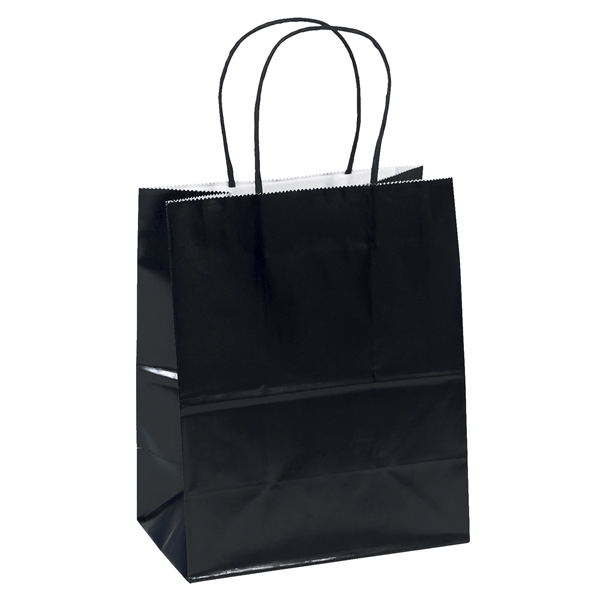 Paper glossy finish shopping bag with serrated-cut top.... from ASI 37940 Bag Makers Inc