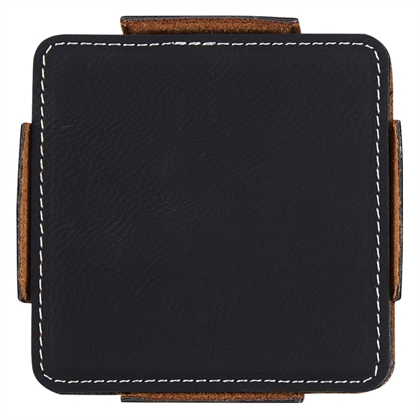Coaster set made of polyurethane leather with four coasters that feature... from ASI 61125 Hit Promotional Products / Hit®