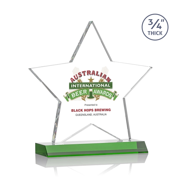 Optical crystal star shape award on a Green optical crystal base.... from ASI 84592 St Regis Group / St Regis