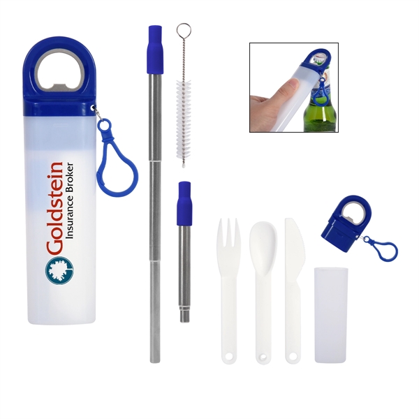 Sip and Snack reusable kit with straw, wire cleaning brush, utensils,... from ASI 61125 Hit Promotional Products / Hit®