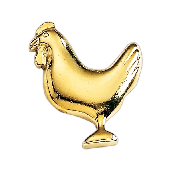 Rooster / Chicken shape lapel pin with military clutch.... from ASI 68760 Marken Industries / Marken