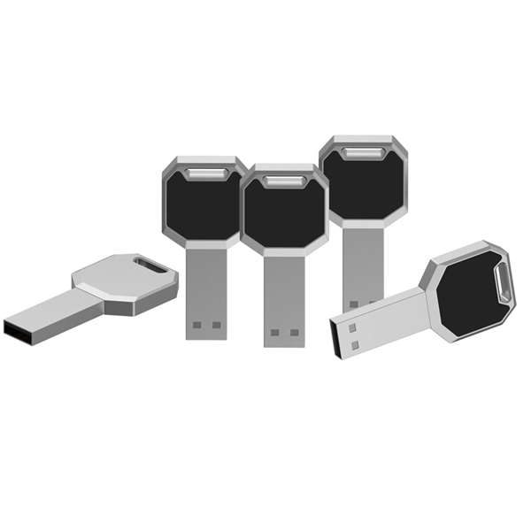 Key-shaped zinc alloy USB flash drive keychain in assorted memory capacities.... from ASI 37218 Athena Promo (tm)