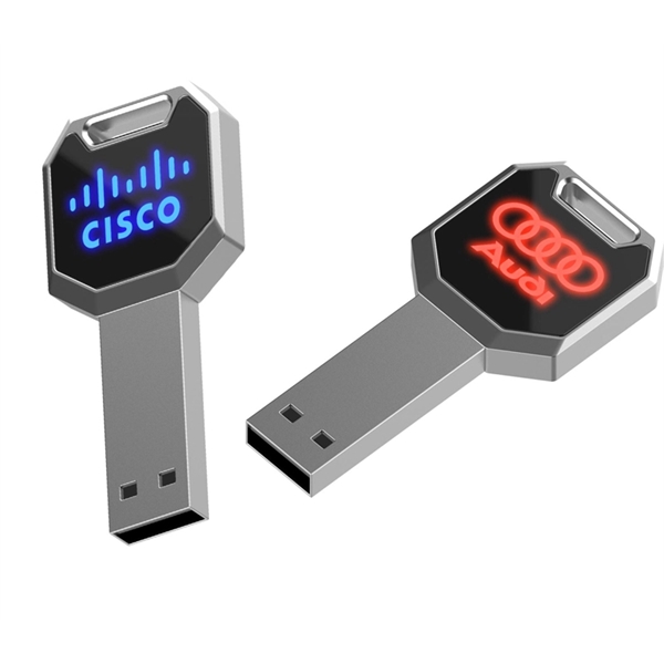 Key-shaped zinc alloy USB flash drive keychain in assorted memory capacities.... from ASI 37218 Athena Promo (tm)