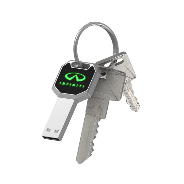 Key-shaped zinc alloy USB flash drive keychain in assorted memory capacities.... from ASI 37218 Athena Promo (tm)