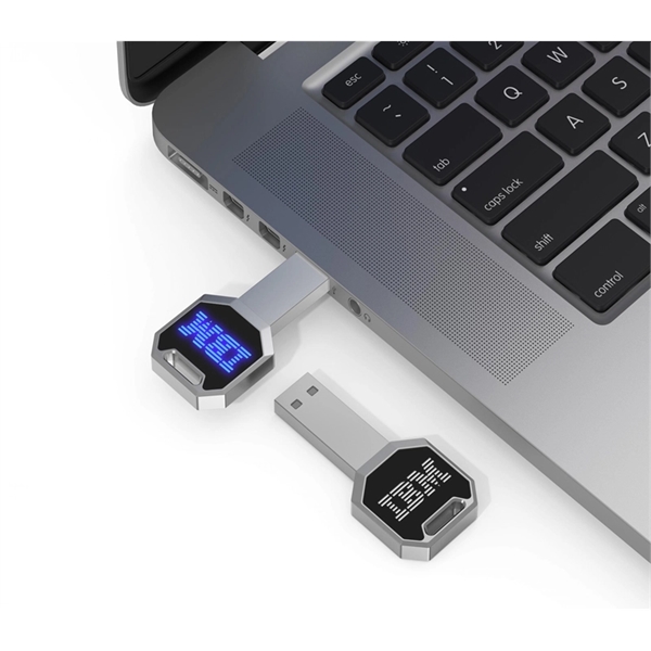 Key-shaped zinc alloy USB flash drive keychain in assorted memory capacities.... from ASI 37218 Athena Promo (tm)