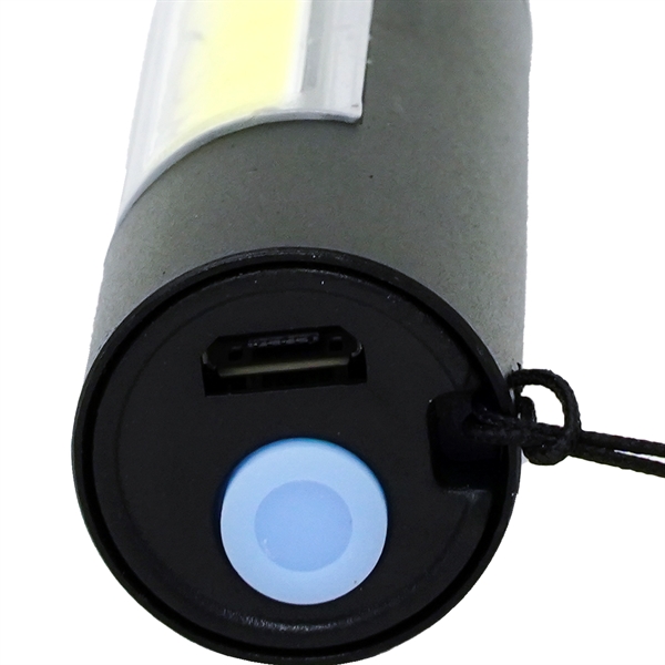 A rechargeable Cree COB LED flashlight with 2 settings and zoom.... from ASI 61966 HPG / Beacon Promotions