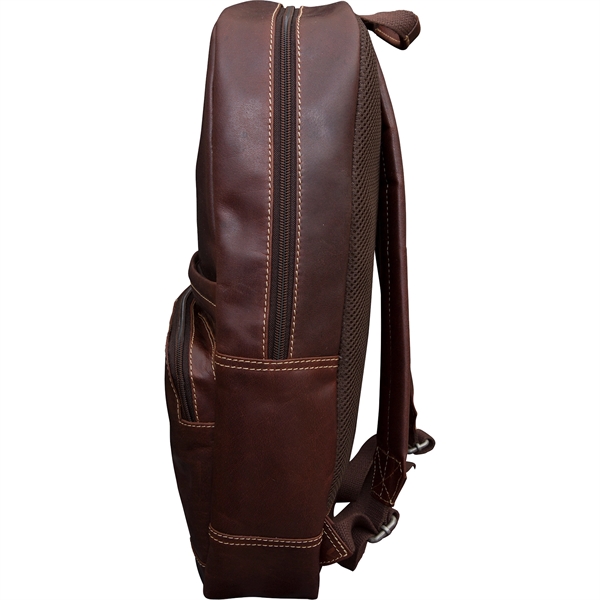 All-leather laptop backpack with two-way zipper, laptop sleeve, carry handle and... from ASI 61966 HPG / Beacon Promotions