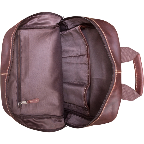 All-leather laptop backpack with two-way zipper, laptop sleeve, carry handle and... from ASI 61966 HPG / Beacon Promotions