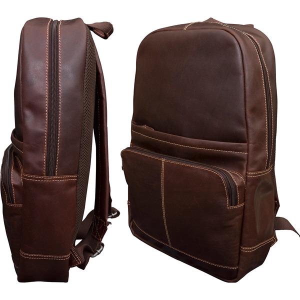 All-leather laptop backpack with two-way zipper, laptop sleeve, carry handle and... from ASI 61966 HPG / Beacon Promotions