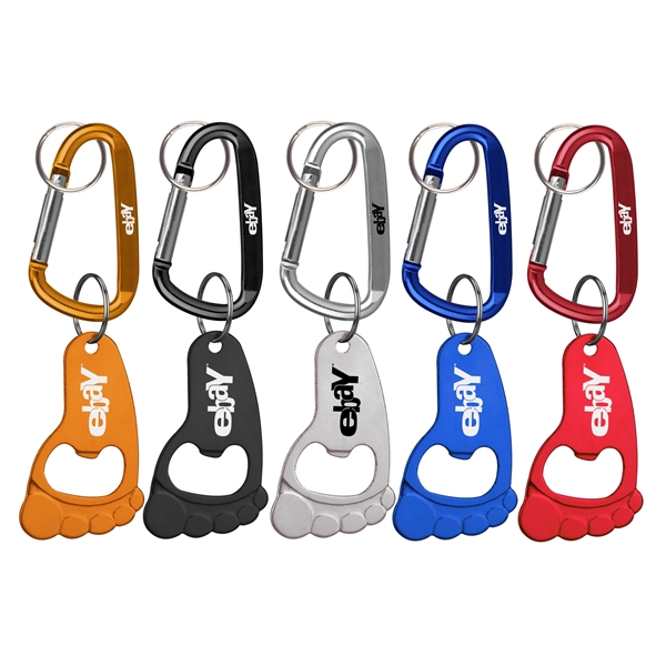 Foot deluxe aluminum can and bottle opener with split key ring... from ASI 74585 Nu Promo International / Nu Promo Line