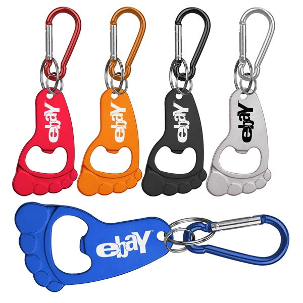 Foot deluxe aluminum can and bottle opener with split key ring... from ASI 74585 Nu Promo International / Nu Promo Line