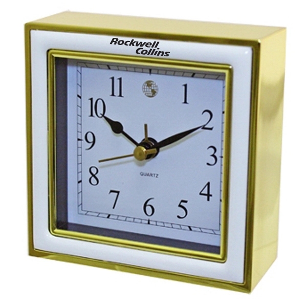 Alarm clock, white enamel with gold case.... from ASI 73010 Natico Originals Inc / Natico Originals