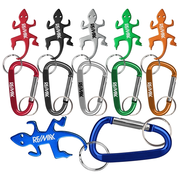 Lizard / Gecko deluxe aluminum can and bottle opener with split... from ASI 74585 Nu Promo International / Nu Promo Line
