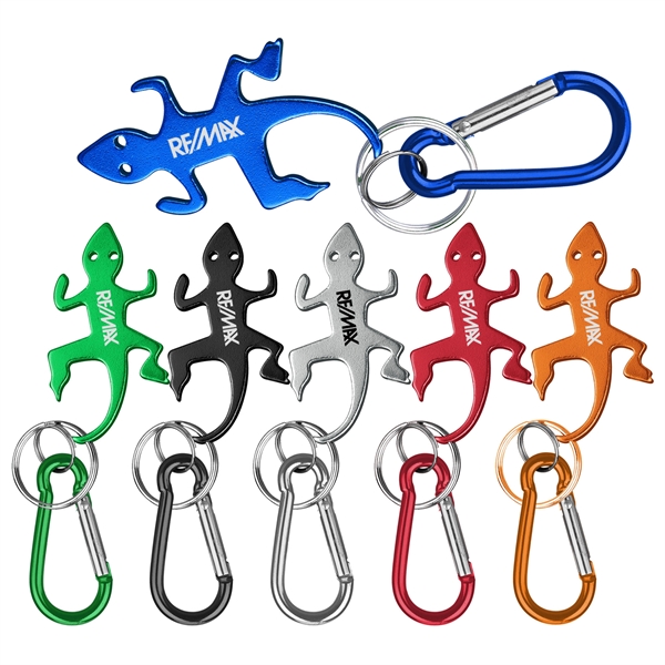 Lizard / Gecko deluxe aluminum can and bottle opener with split... from ASI 74585 Nu Promo International / Nu Promo Line