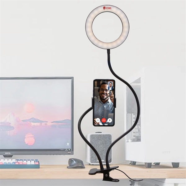 Webcam Ring Light with Cell Phone Holder: USB powered; 10 brightness... from ASI 46755 Cosmo Promos / Cosmo Line